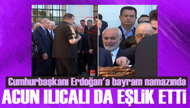Cumhurba�kan� Erdo�an'a bayram namaz�nda Acun Il�cal� da e�lik etti