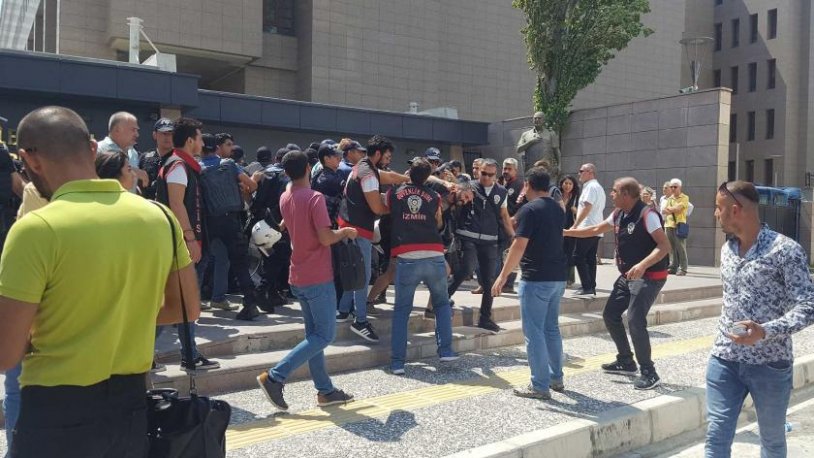 İzmir deki kayyum protestosunda avukatlara gözaltı!