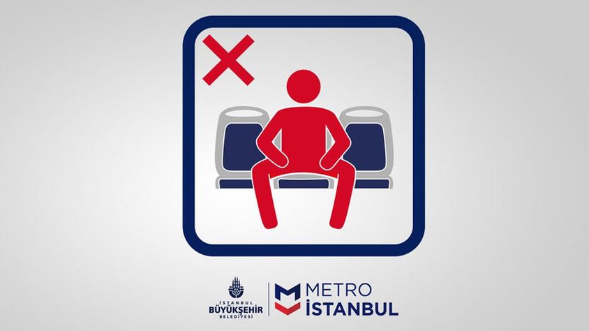 Metro dan  Yayılarak oturma  uyarısı