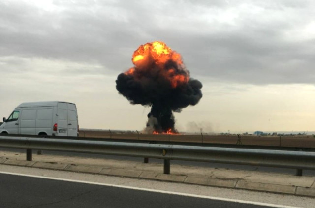 Madrid de bir F-18 savaş uçağı düştü