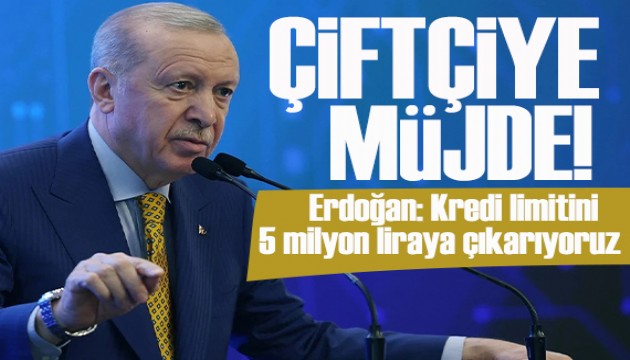 Erdo�an'dan �ift�ilere pe� pe�e m�jdeler: Kredi limitini 5 milyon liraya ��kar�yoruz