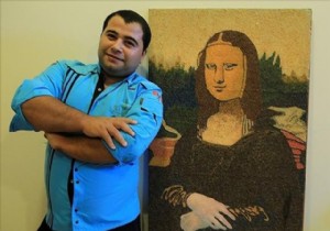 Pilavlık pirinçten  Mona Lisa  tablosu!