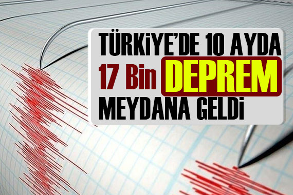 Türkiye de 10 ayda 17 bin deprem meydana geldi
