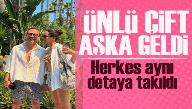 �nl� �ift plaja indi, herkes ayn� detaya tak�ld�