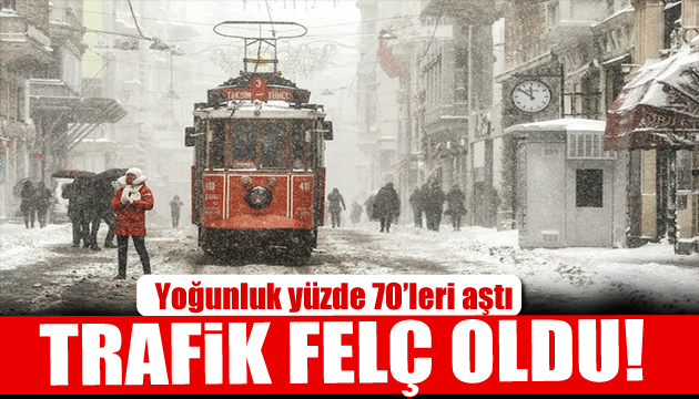 İstanbul da kar yağışı trafiği felç etti