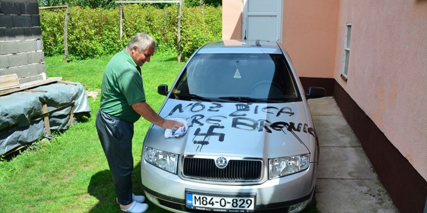 Bosna Hersek te ev ve araçlara çirkin saldırı