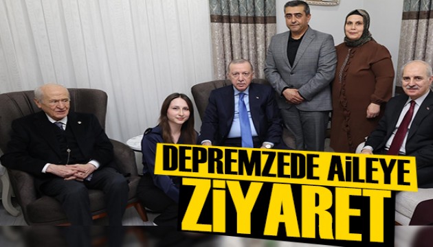 Cumhurba�kan� Erdo�an'dan depremzede aileye ziyaret