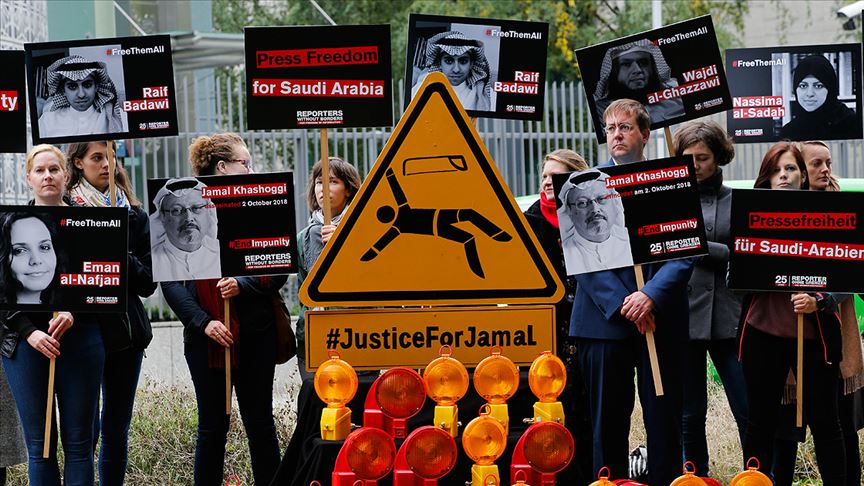Suudi Arabistan ın Berlin Büyükelçiliği önünde Kaşıkçı cinayeti protestosu