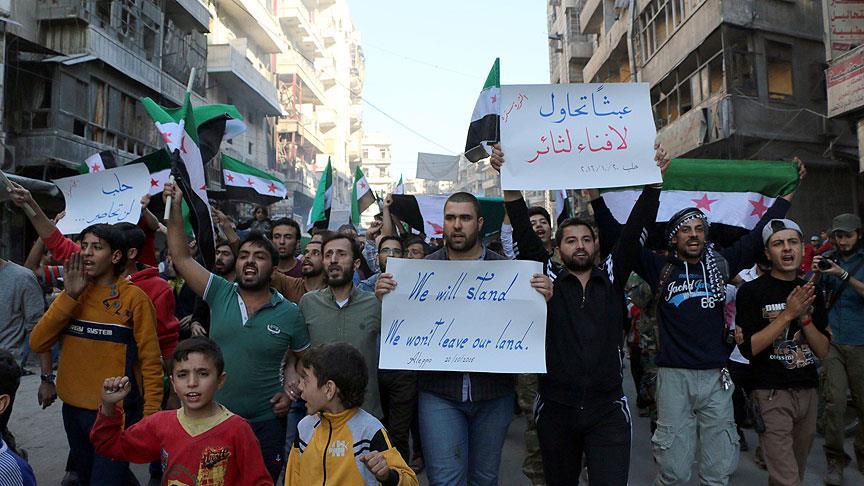 Halep te rejim karşıtı protesto