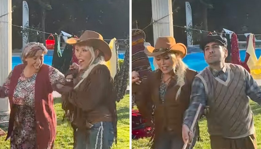 Ajda Pekkan, kovboy k�yafetiyle halay �ekti