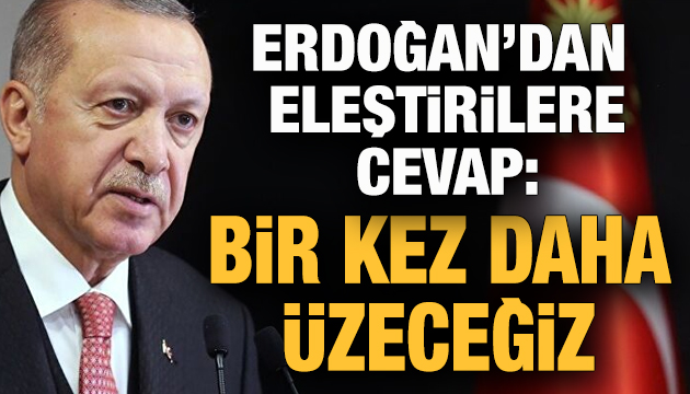 Erdoğan dan eleştirilere cevap: Bir kez daha üzeceğiz
