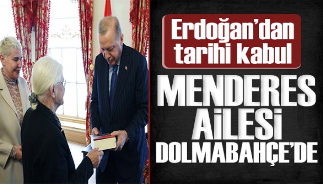 Dolmabah�e�de dikkat �eken kabul: Erdo�an, Menderes ailesiyle bir araya geldi