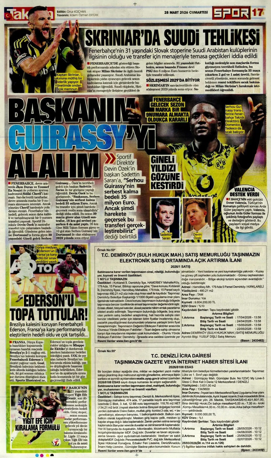 988 milyon TL'lik rekor ödeme! Spor basını bugün ne yazdı? (28 Mart) - 3. fotoğraf