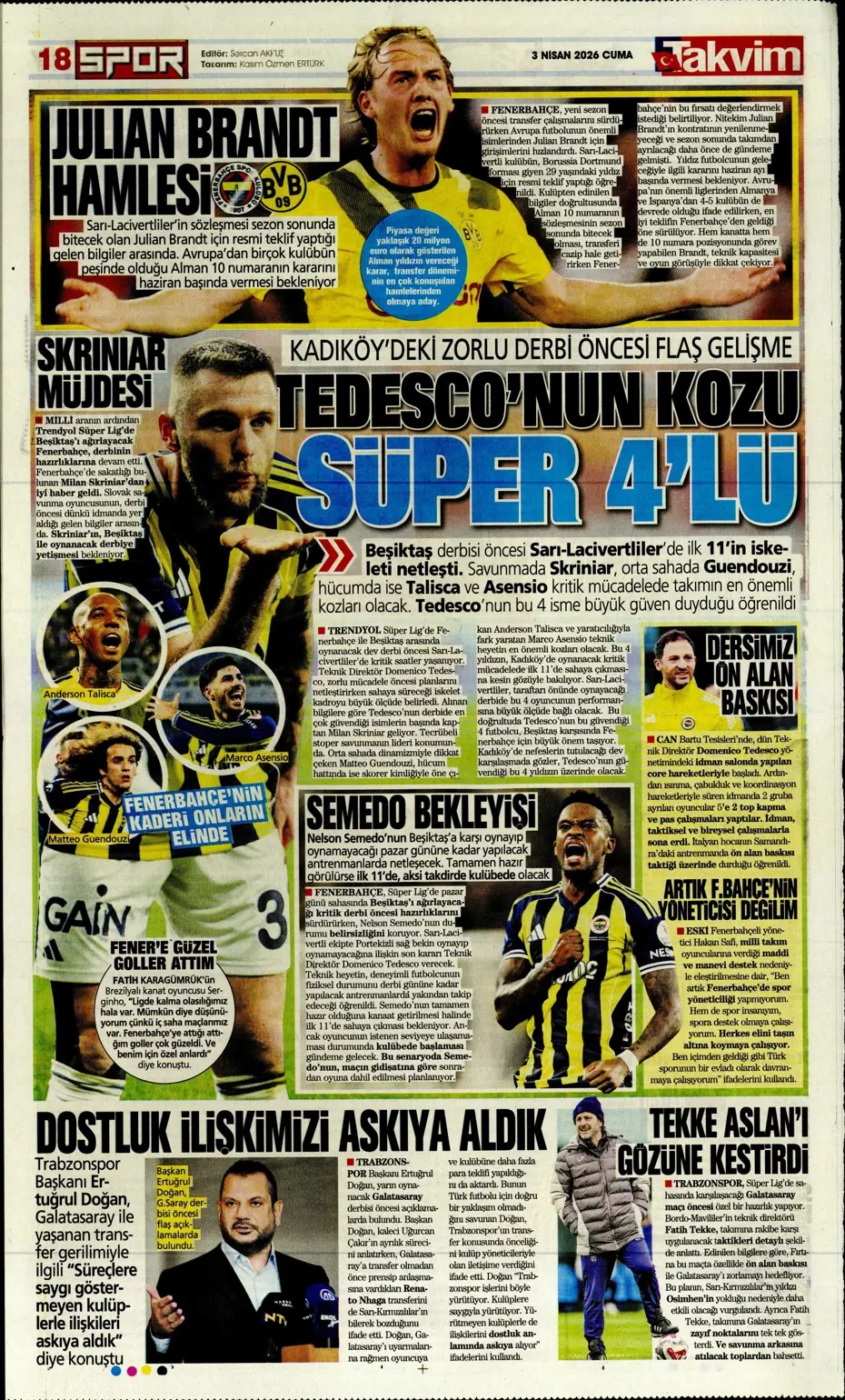 Samandıra tesisleri evi oldu! Spor basını bugün ne yazdı? (3 Nisan) - 3. fotoğraf