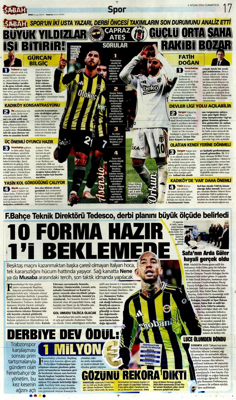 Zirvede yüksek gerilim! Spor basını bugün ne yazdı? (4 Nisan) - 5. fotoğraf