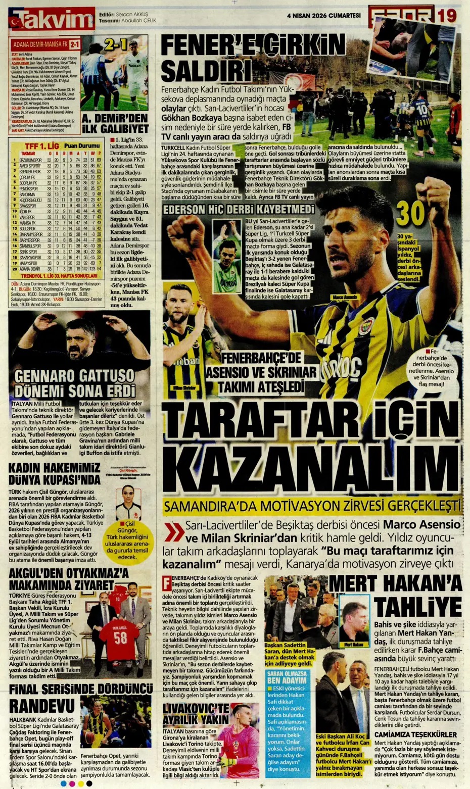 Zirvede yüksek gerilim! Spor basını bugün ne yazdı? (4 Nisan) - 7. fotoğraf