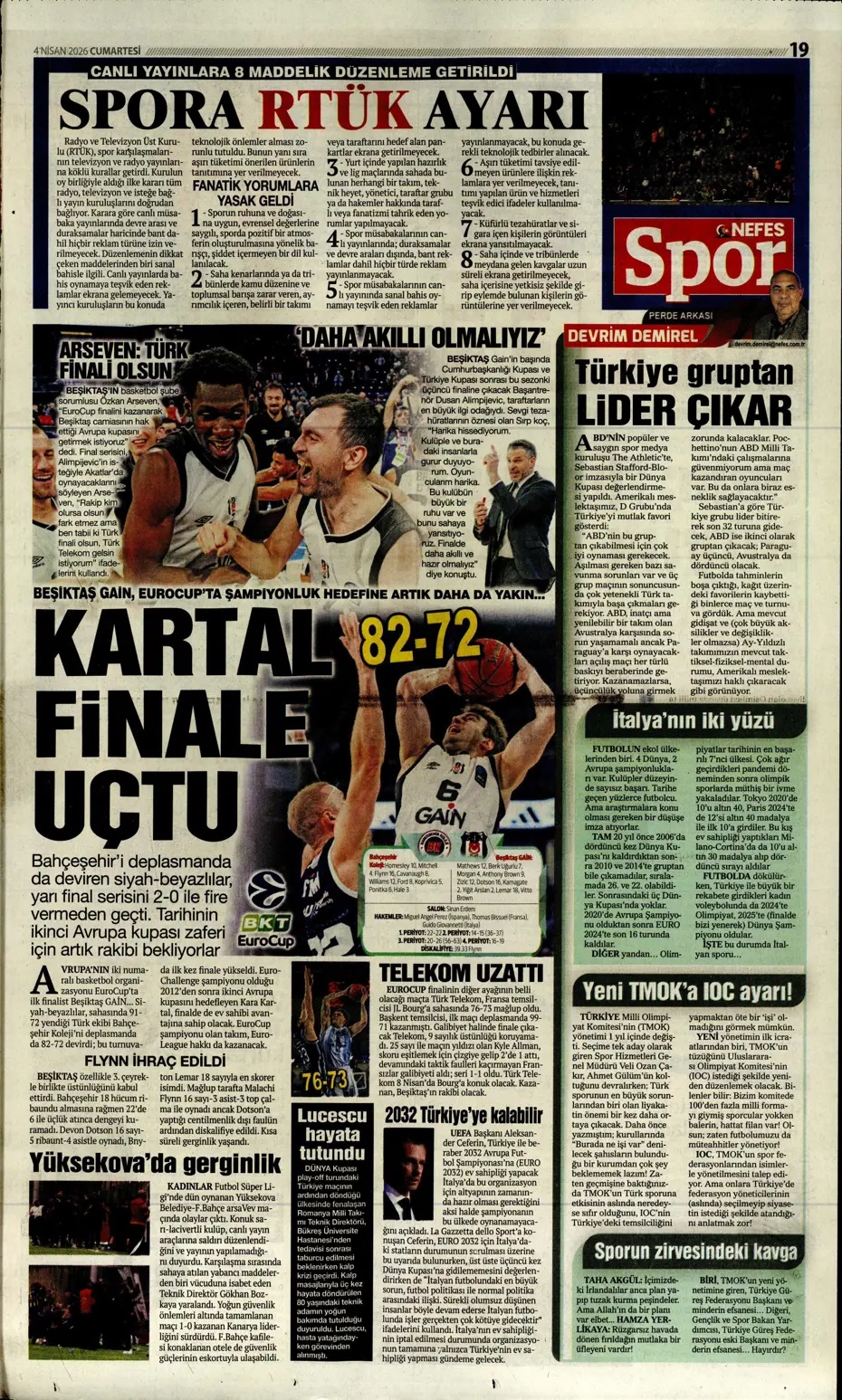 Zirvede yüksek gerilim! Spor basını bugün ne yazdı? (4 Nisan) - 3. fotoğraf