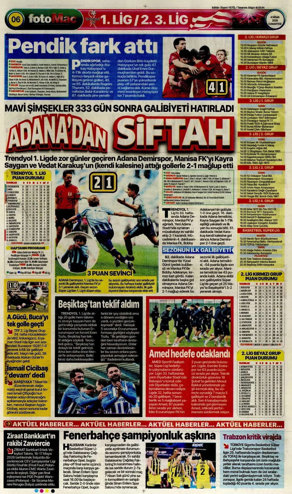 Zirvede yüksek gerilim! Spor basını bugün ne yazdı? (4 Nisan) - 6. fotoğraf