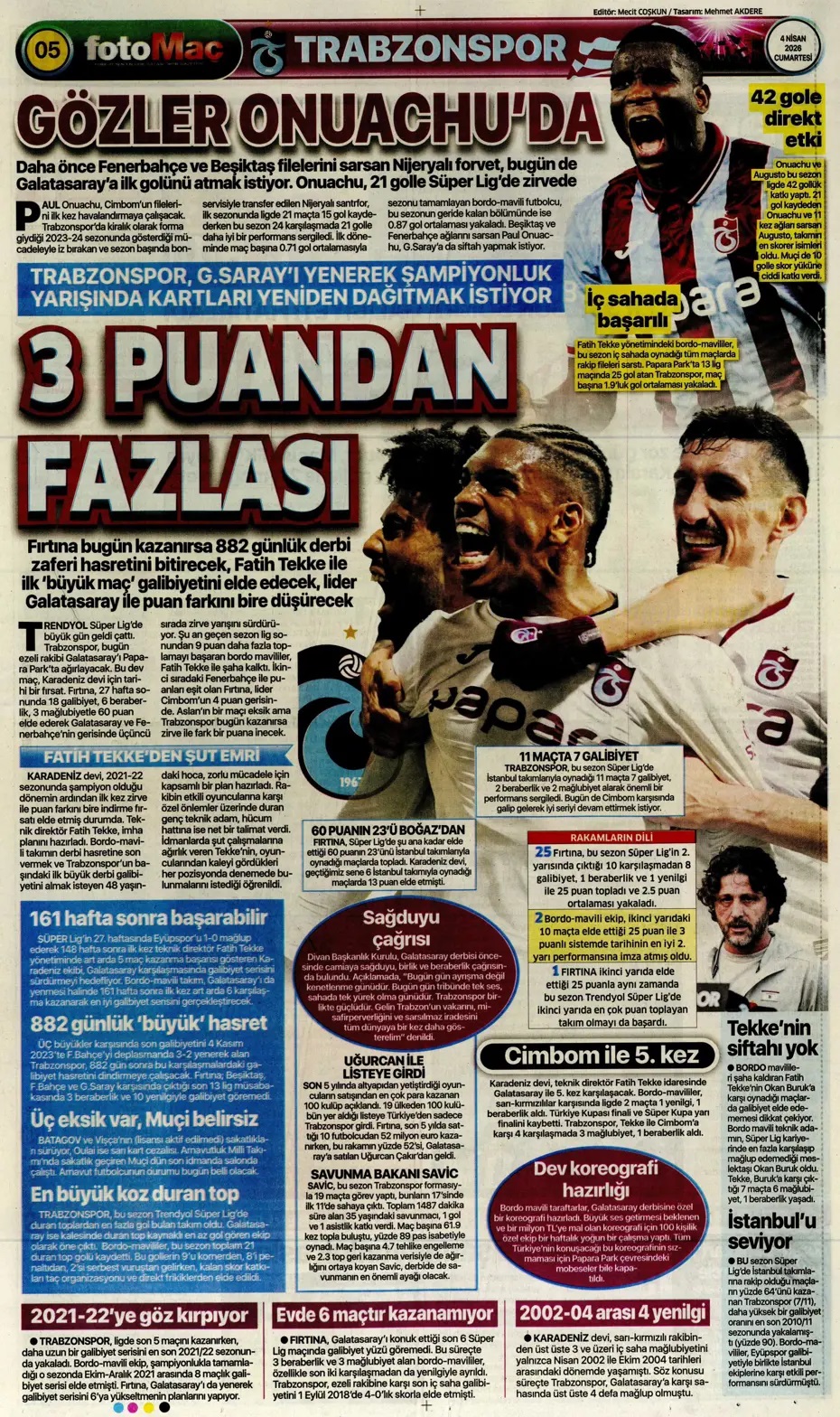 Zirvede yüksek gerilim! Spor basını bugün ne yazdı? (4 Nisan) - 9. fotoğraf