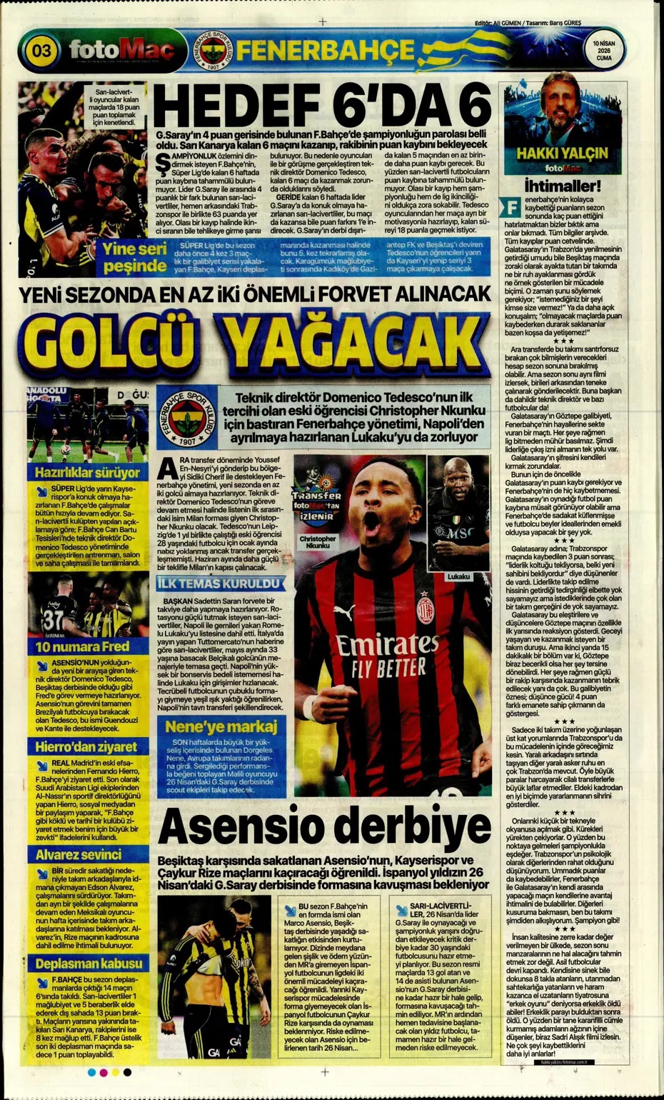 Fener'de kafalar karışık! Spor basını bugün ne yazdı? (10 Nisan) - 6. fotoğraf