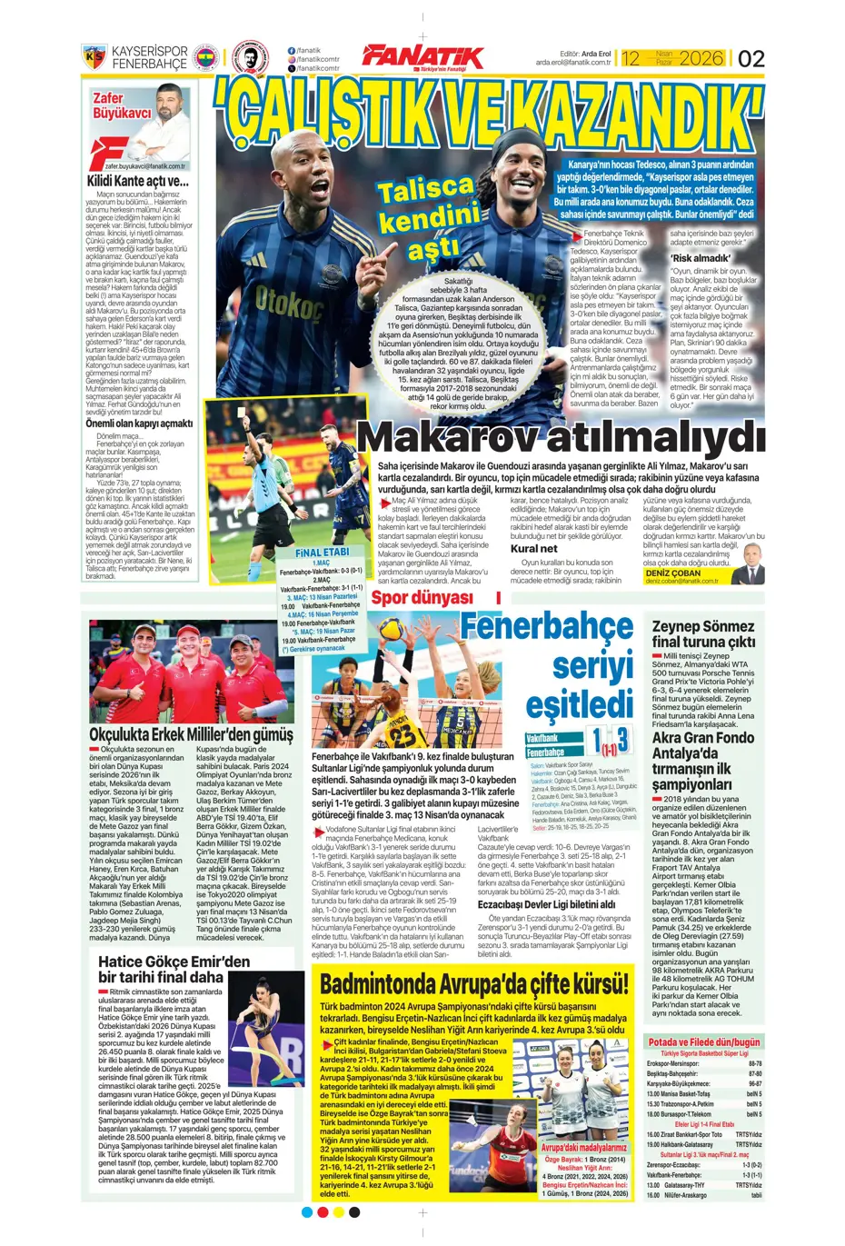 Fener'in inadı inat | Spor manşetleri - 6. fotoğraf