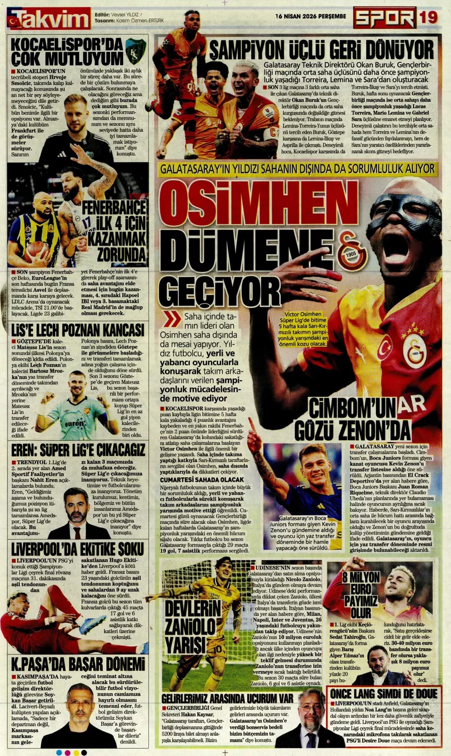 Nisanda lider Mayısta zafer! Spor basını bugün ne yazdı? (16 Nisan) - 10. fotoğraf