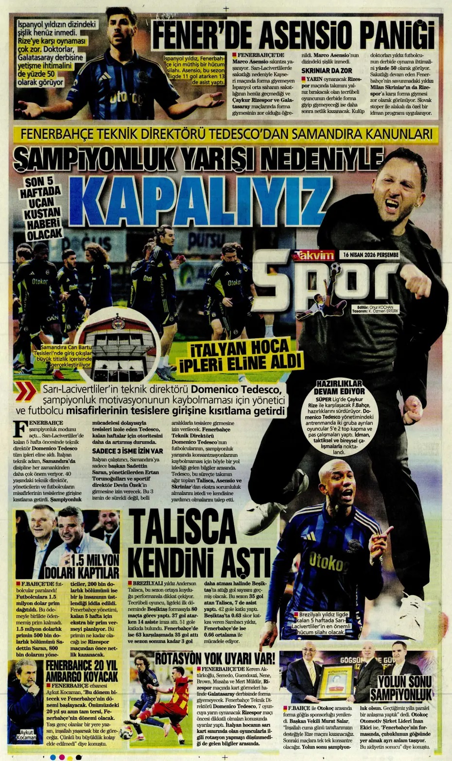 Nisanda lider Mayısta zafer! Spor basını bugün ne yazdı? (16 Nisan) - 5. fotoğraf