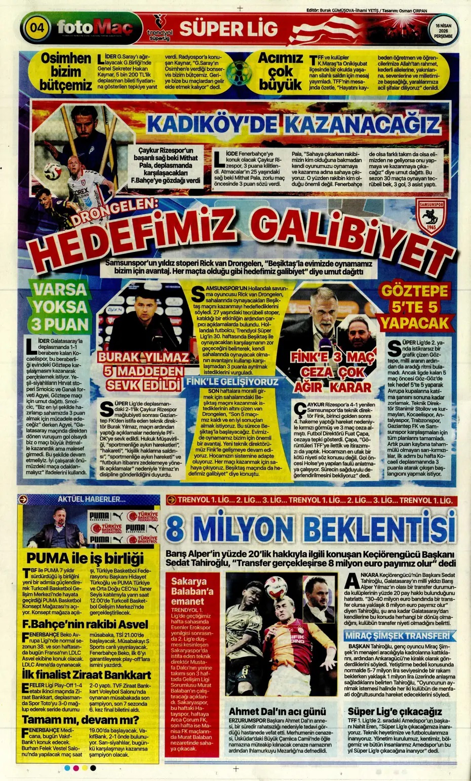 Nisanda lider Mayısta zafer! Spor basını bugün ne yazdı? (16 Nisan) - 9. fotoğraf