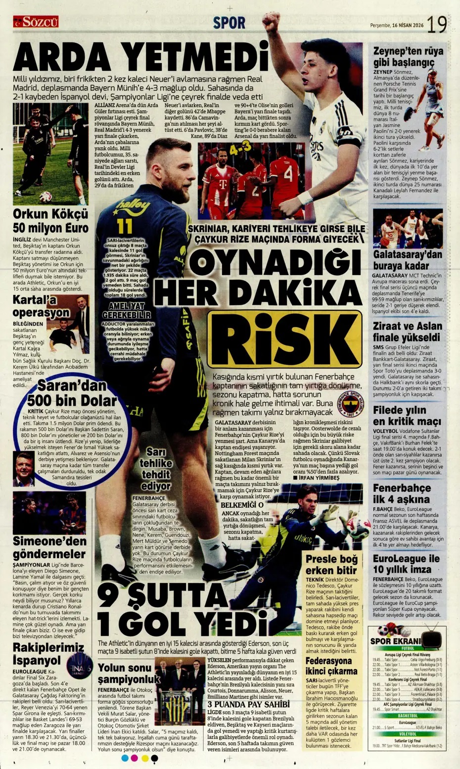 Nisanda lider Mayısta zafer! Spor basını bugün ne yazdı? (16 Nisan) - 7. fotoğraf