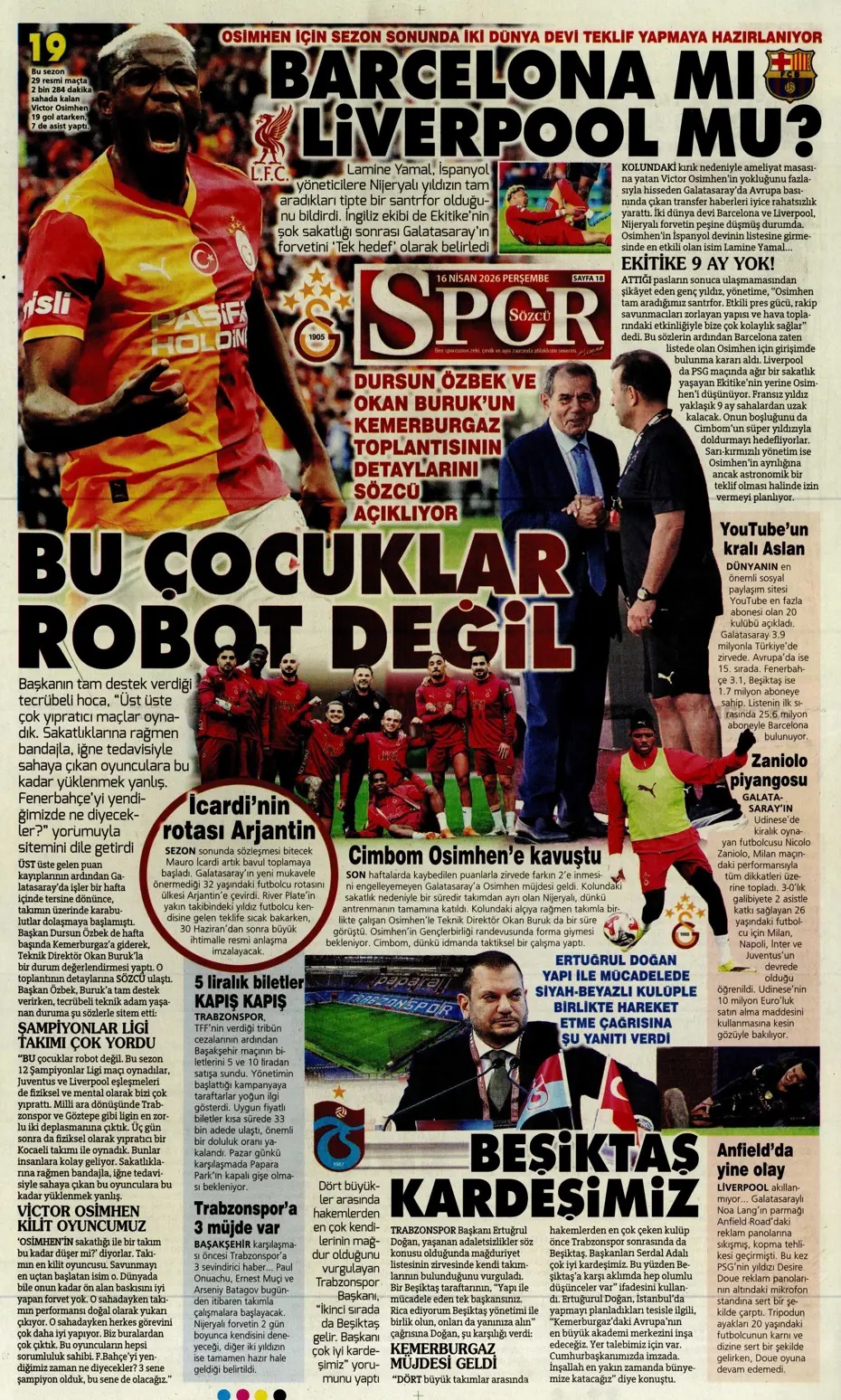 Nisanda lider Mayısta zafer! Spor basını bugün ne yazdı? (16 Nisan) - 6. fotoğraf
