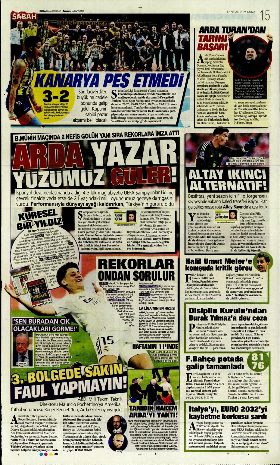 Yüzde yüz şampiyonuz! Spor basını bugün ne yazdı? (17 Nisan) - 7. fotoğraf