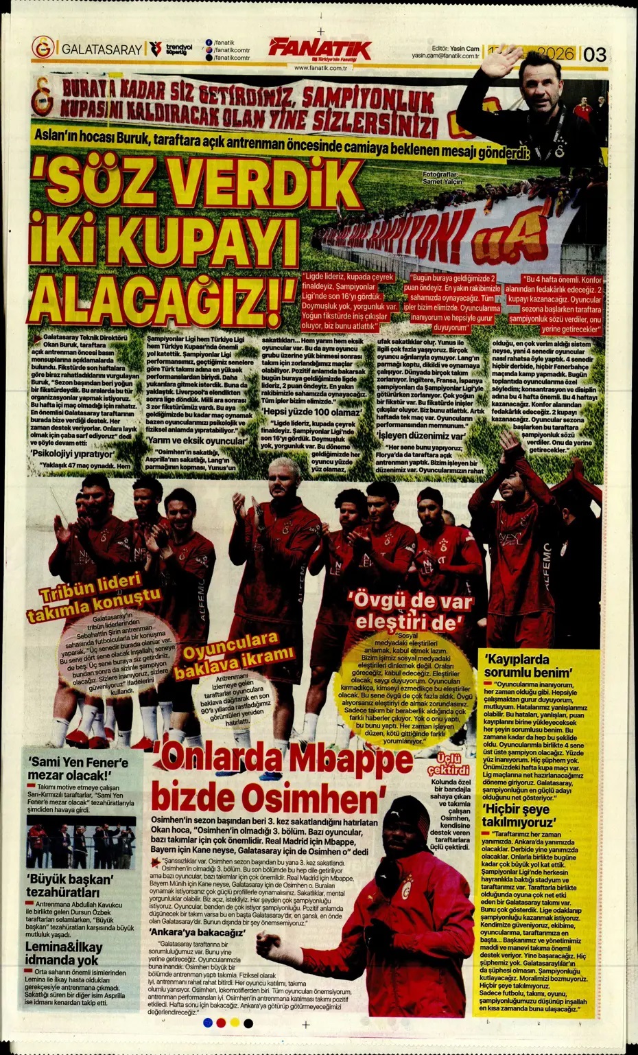 Yüzde yüz şampiyonuz! Spor basını bugün ne yazdı? (17 Nisan) - 6. fotoğraf