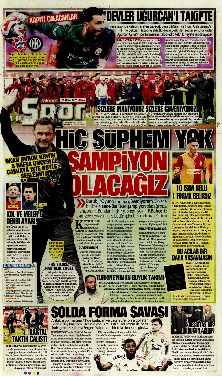 Yüzde yüz şampiyonuz! Spor basını bugün ne yazdı? (17 Nisan) - 10. fotoğraf