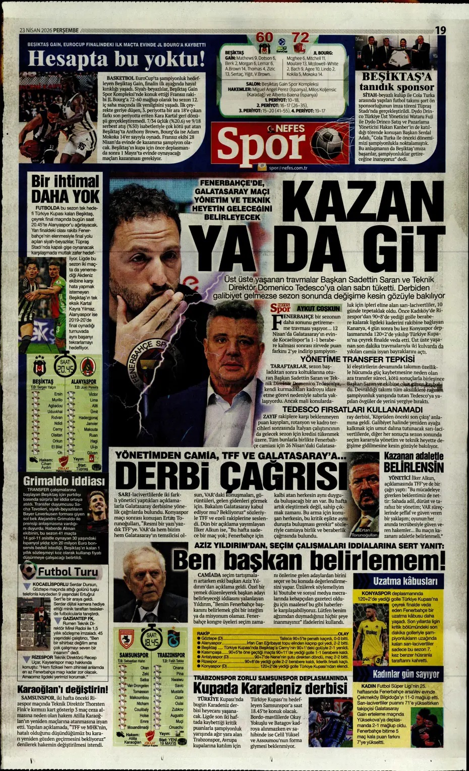 Kupada VOLKAN çıktı! Spor basını bugün ne yazdı? (23 Nisan) - 4. fotoğraf