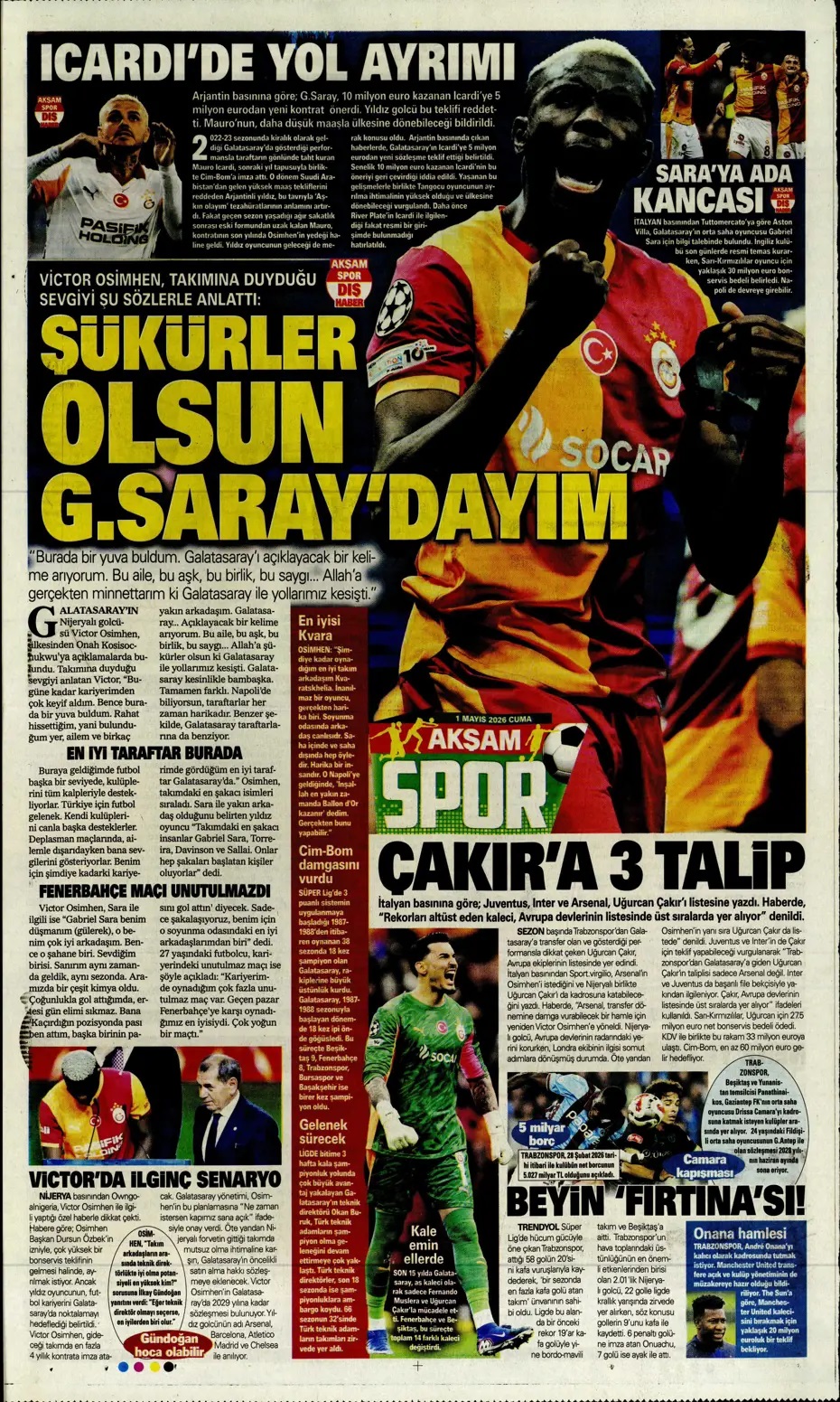 Okan Buruk rekor peşinde! Spor basını bugün ne yazdı? (1 Mayıs) - 9. fotoğraf