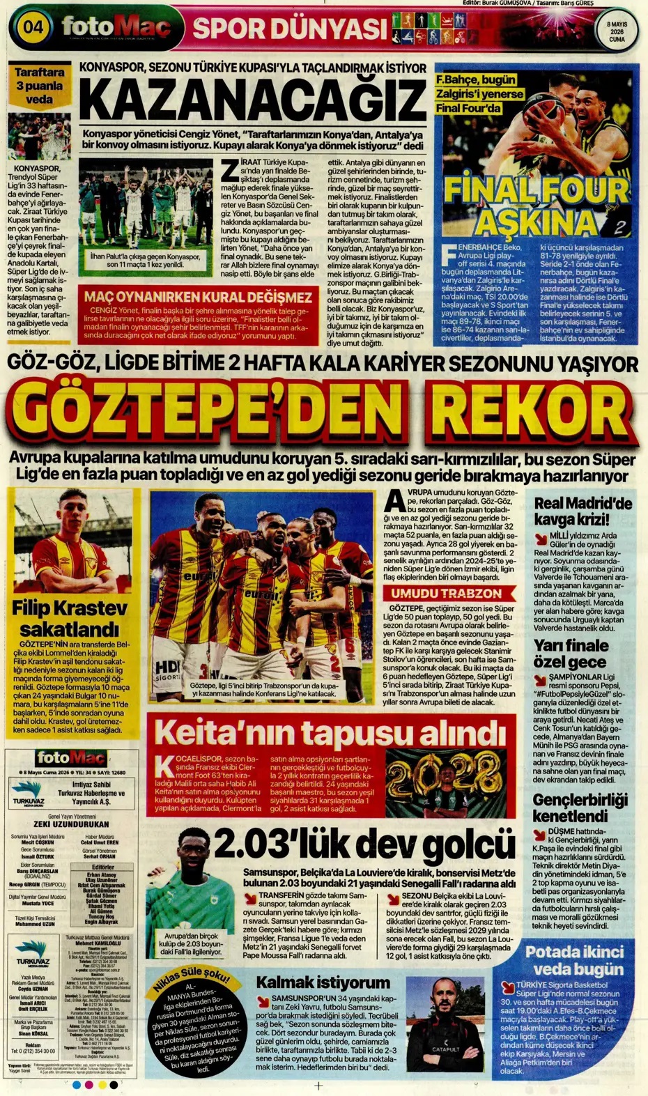 Yıldırım hesap kitap yapıyor! Spor basını bugün ne yazdı? (8 Mayıs) - 7. fotoğraf