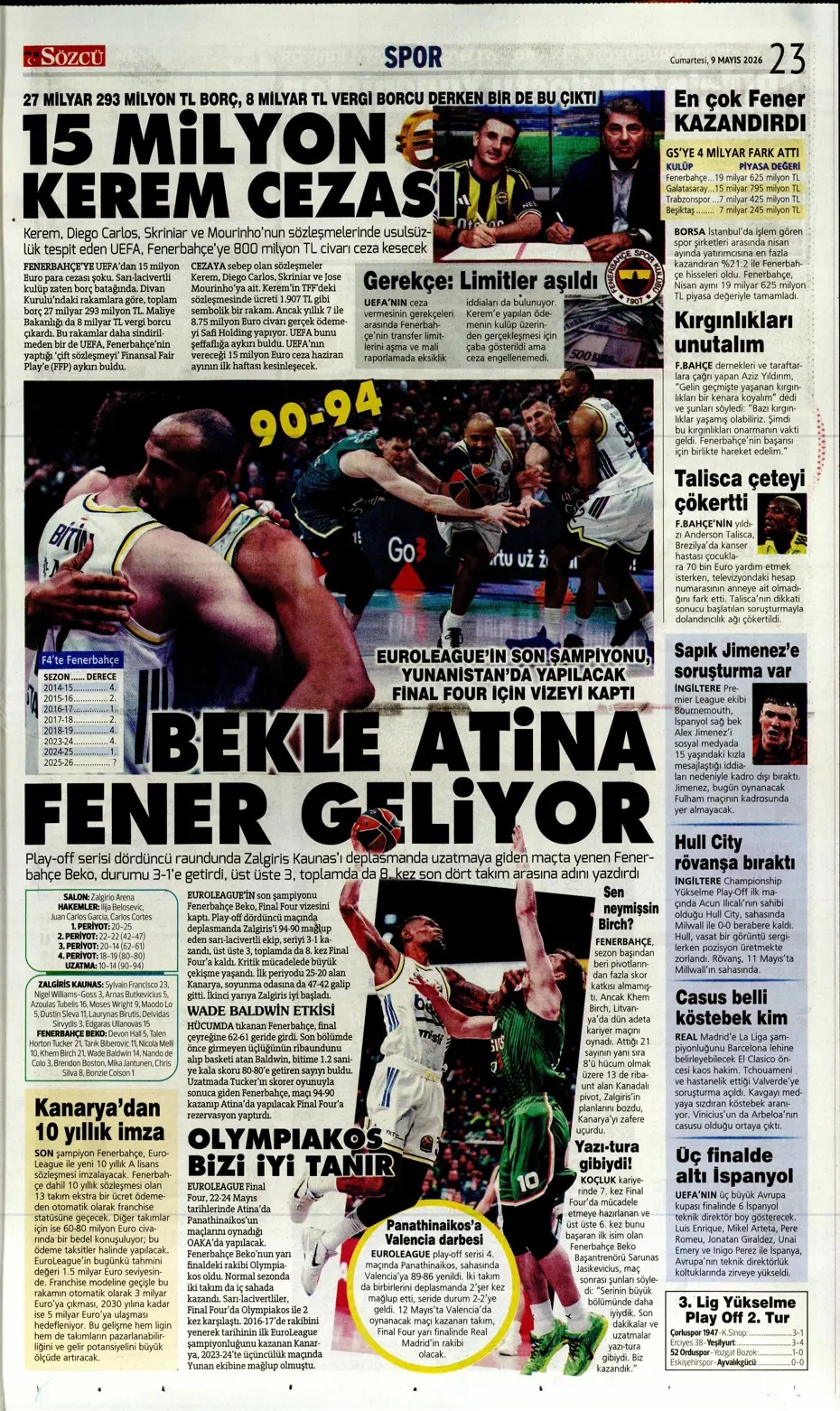 Bu kez bu iş bitecek! Spor basını bugün ne yazdı? (9 Mayıs) - 3. fotoğraf