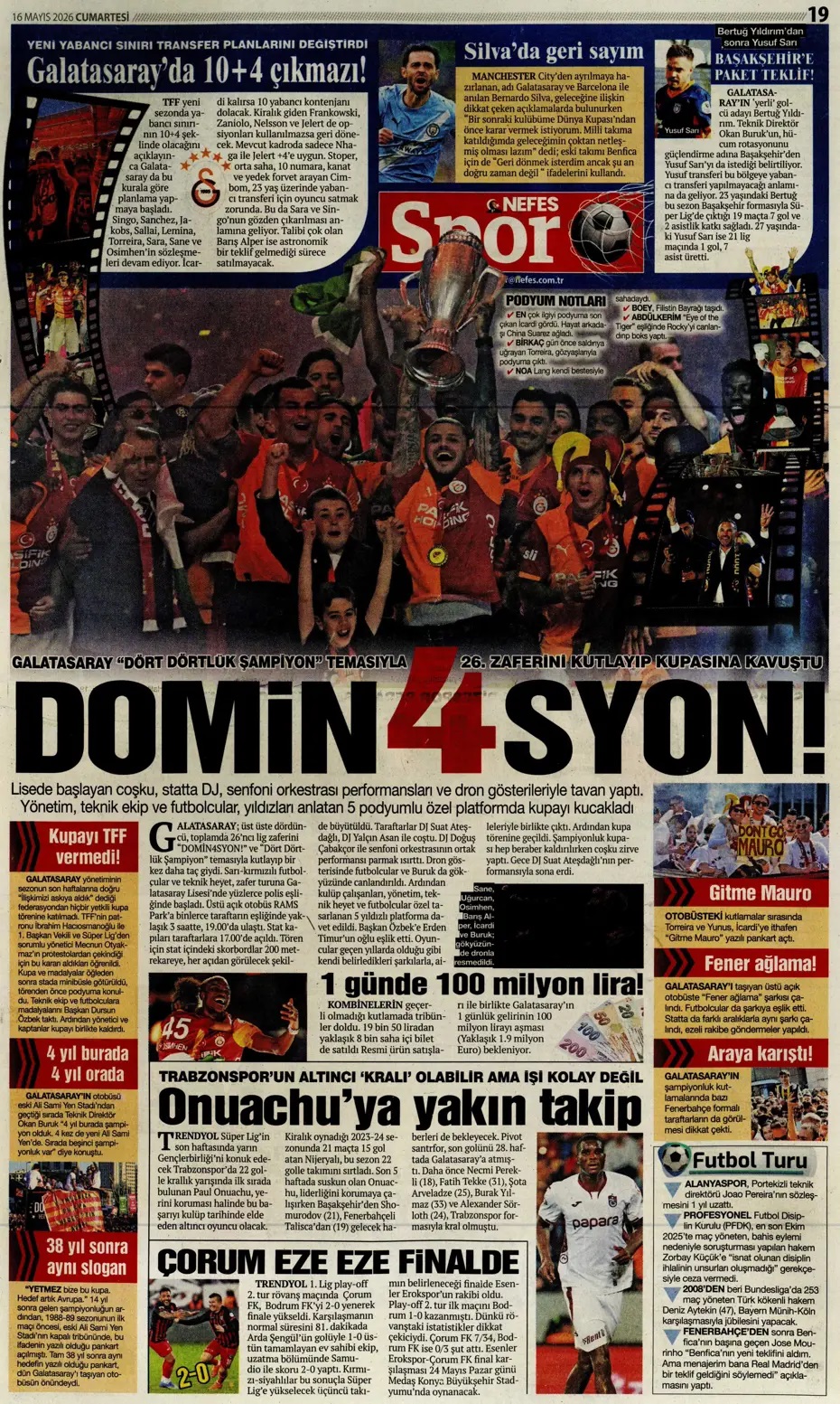 Aziz Yıldırım: Şampiyon olmaya mecburuz! Spor basını bugün ne yazdı? (16 Mayıs) - 2. fotoğraf