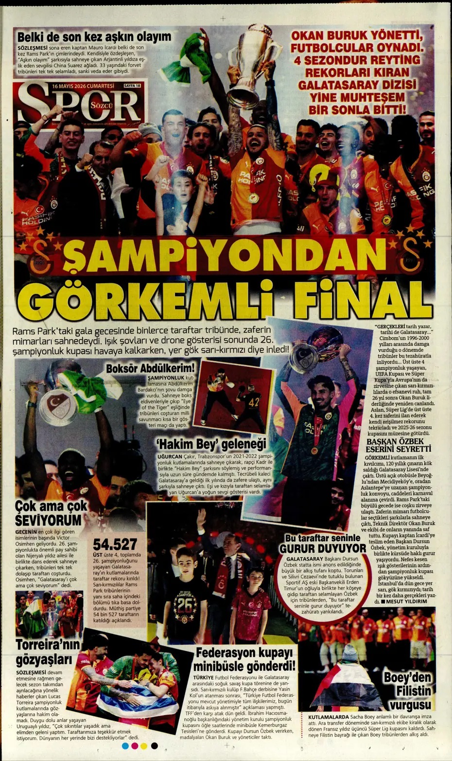 Aziz Yıldırım: Şampiyon olmaya mecburuz! Spor basını bugün ne yazdı? (16 Mayıs) - 9. fotoğraf