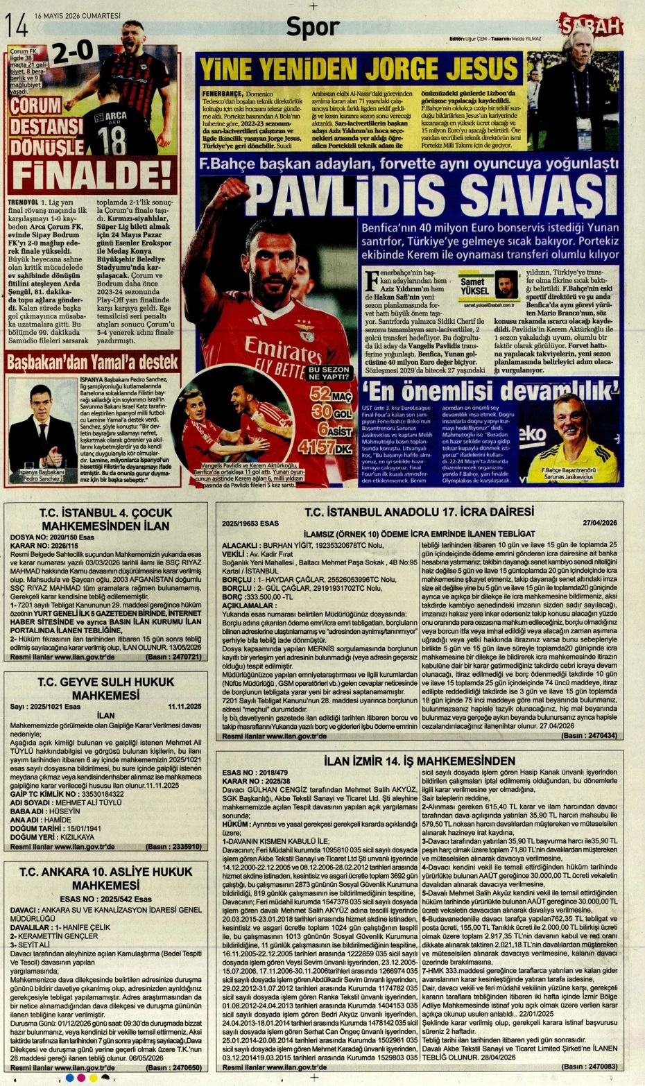 Aziz Yıldırım: Şampiyon olmaya mecburuz! Spor basını bugün ne yazdı? (16 Mayıs) - 6. fotoğraf