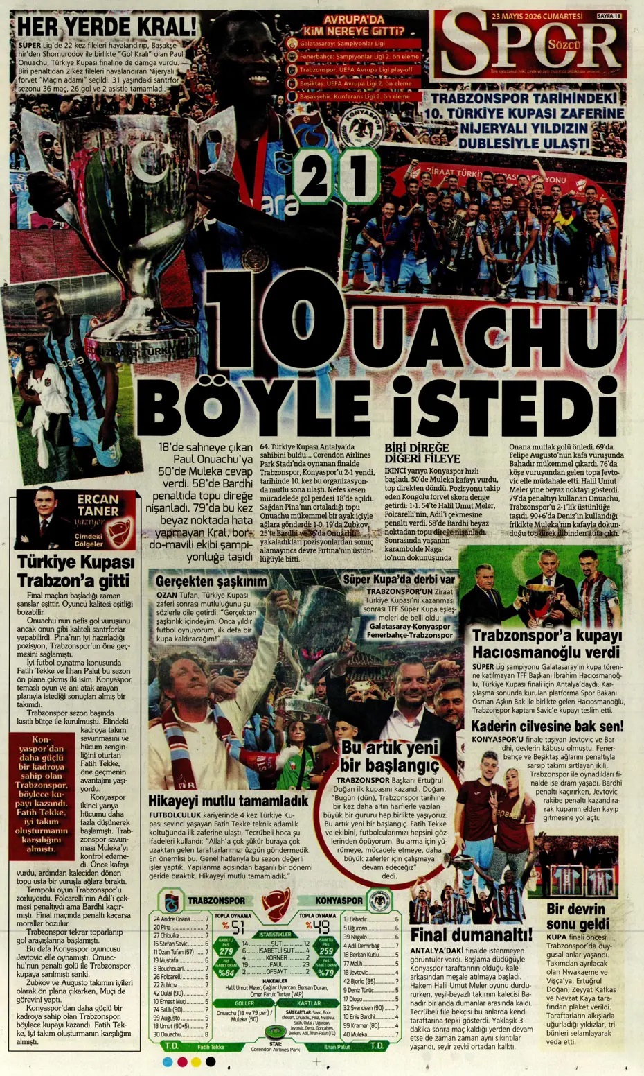 Aziz Yıldırım'dan Ali Koç'a çağrı! Spor basını bugün ne yazdı? (23 Mayıs) - 9. fotoğraf