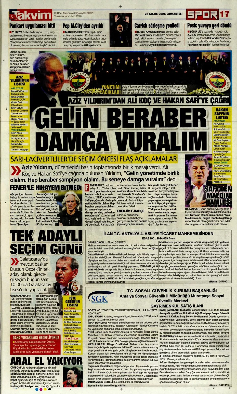Aziz Yıldırım'dan Ali Koç'a çağrı! Spor basını bugün ne yazdı? (23 Mayıs) - 11. fotoğraf