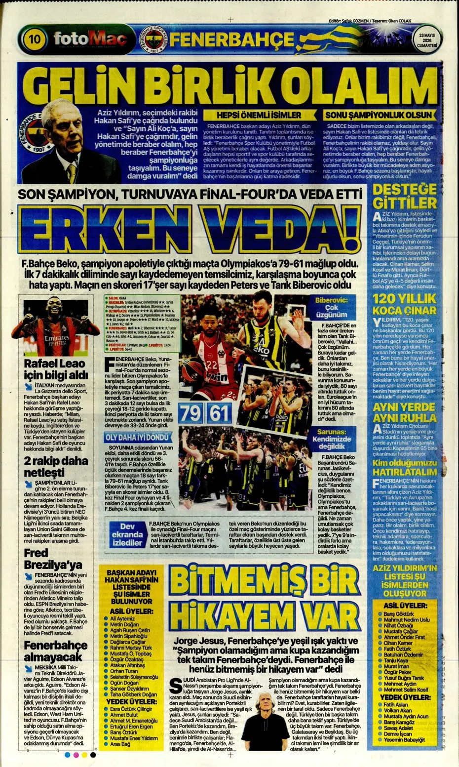 Aziz Yıldırım'dan Ali Koç'a çağrı! Spor basını bugün ne yazdı? (23 Mayıs) - 6. fotoğraf
