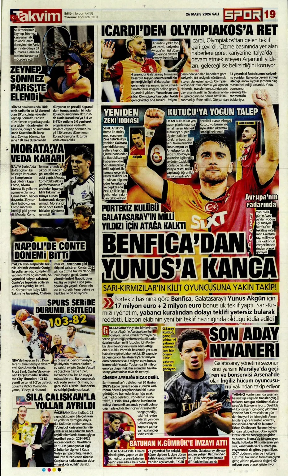 Benfica'dan Yunus Akgün'e kanca! Spor basını bugün ne yazdı? (26 Mayıs) - 4. fotoğraf
