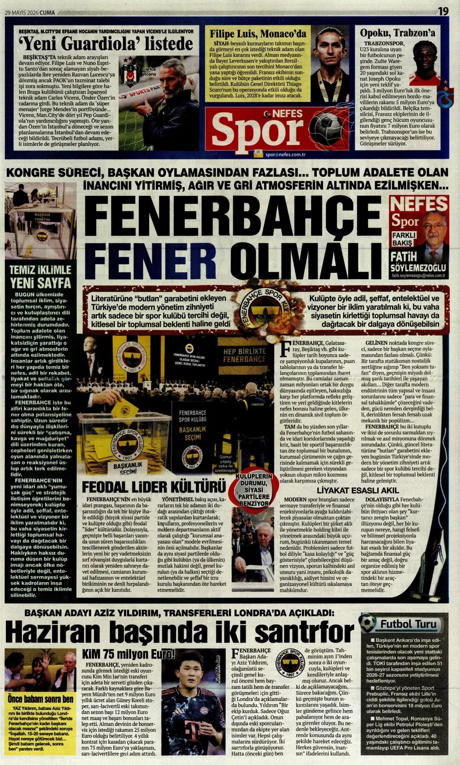 Aziz Yıldırım: Ben Başkan değil, liderim! Spor basını bugün ne yazdı? (29 Mayıs) - 5. fotoğraf