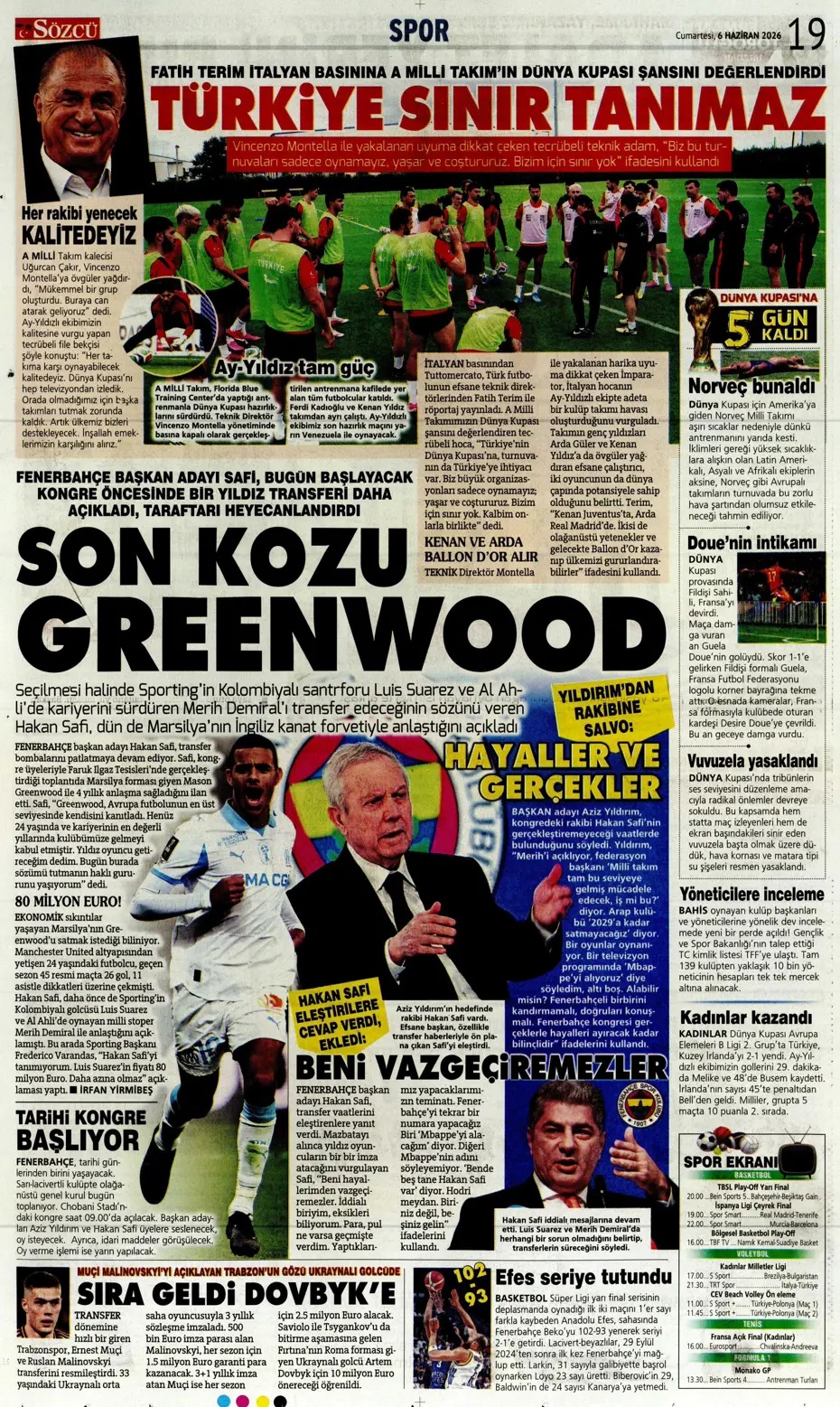 Kongre heyecanı başlıyor! Spor basını bugün ne yazdı? (6 Haziran) - 5. fotoğraf