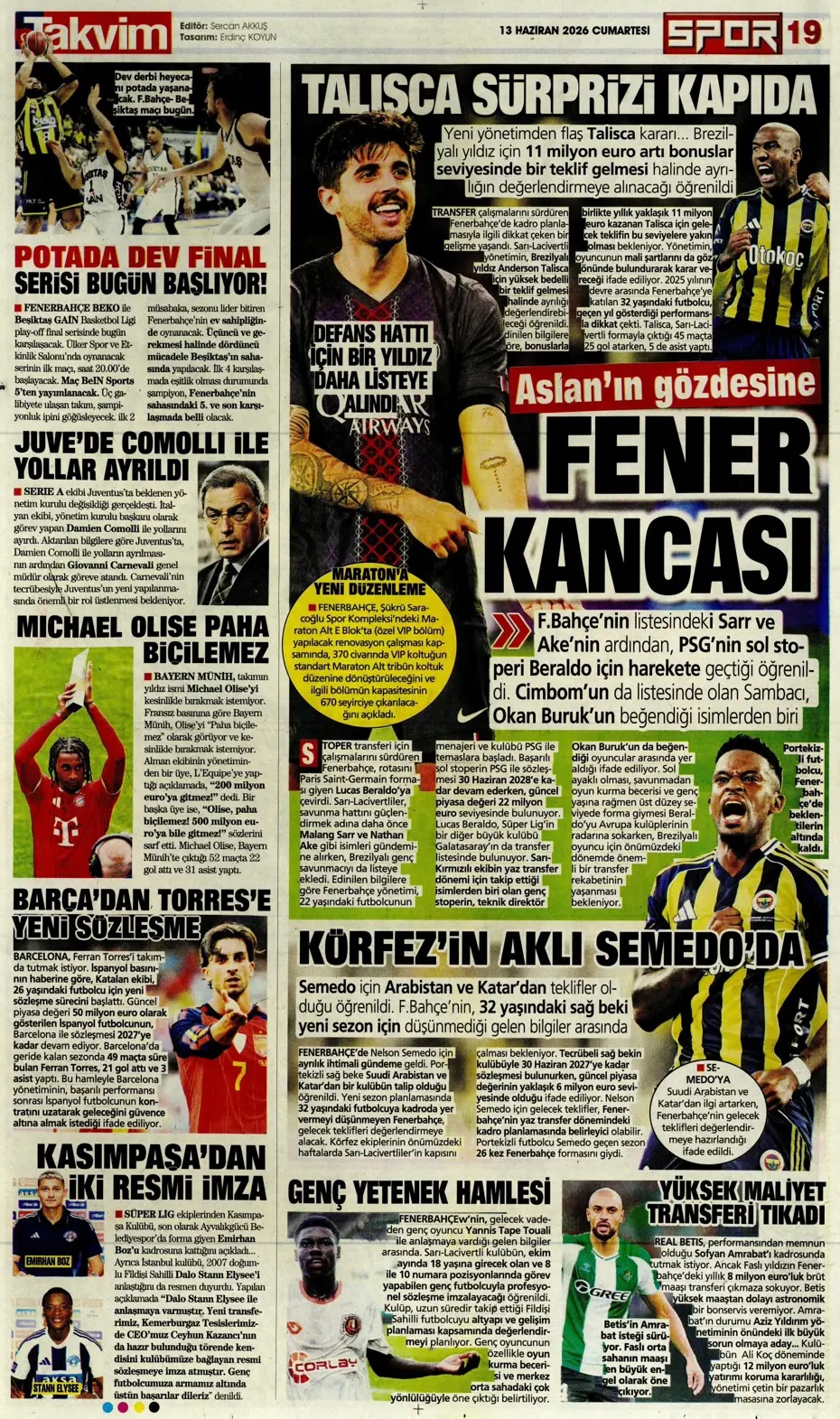 Milli Takım ilk sınavına çıkıyor: Sonu kupa olsun! Spor basını bugün ne yazdı? (13 Haziran) - 2. fotoğraf