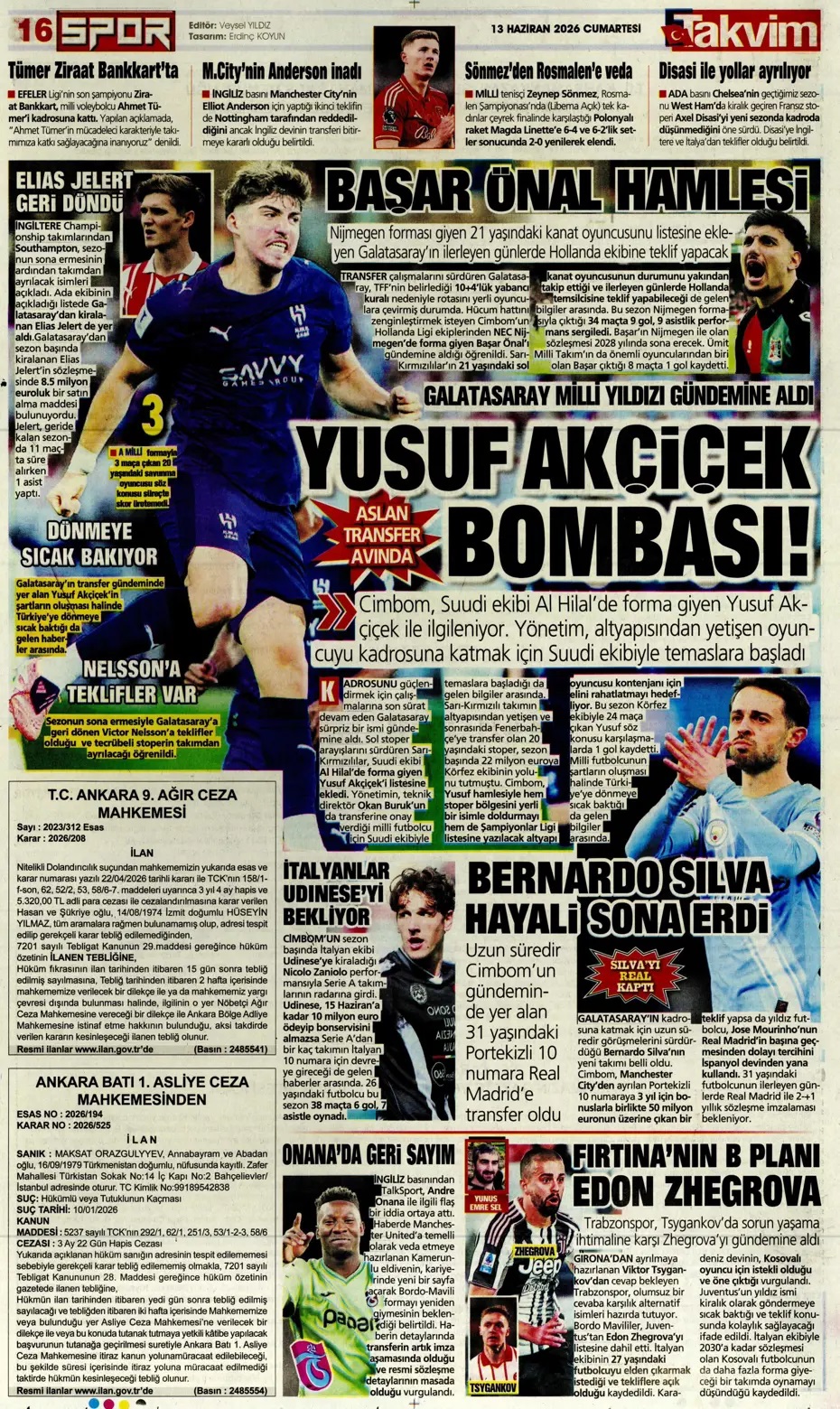 Milli Takım ilk sınavına çıkıyor: Sonu kupa olsun! Spor basını bugün ne yazdı? (13 Haziran) - 10. fotoğraf