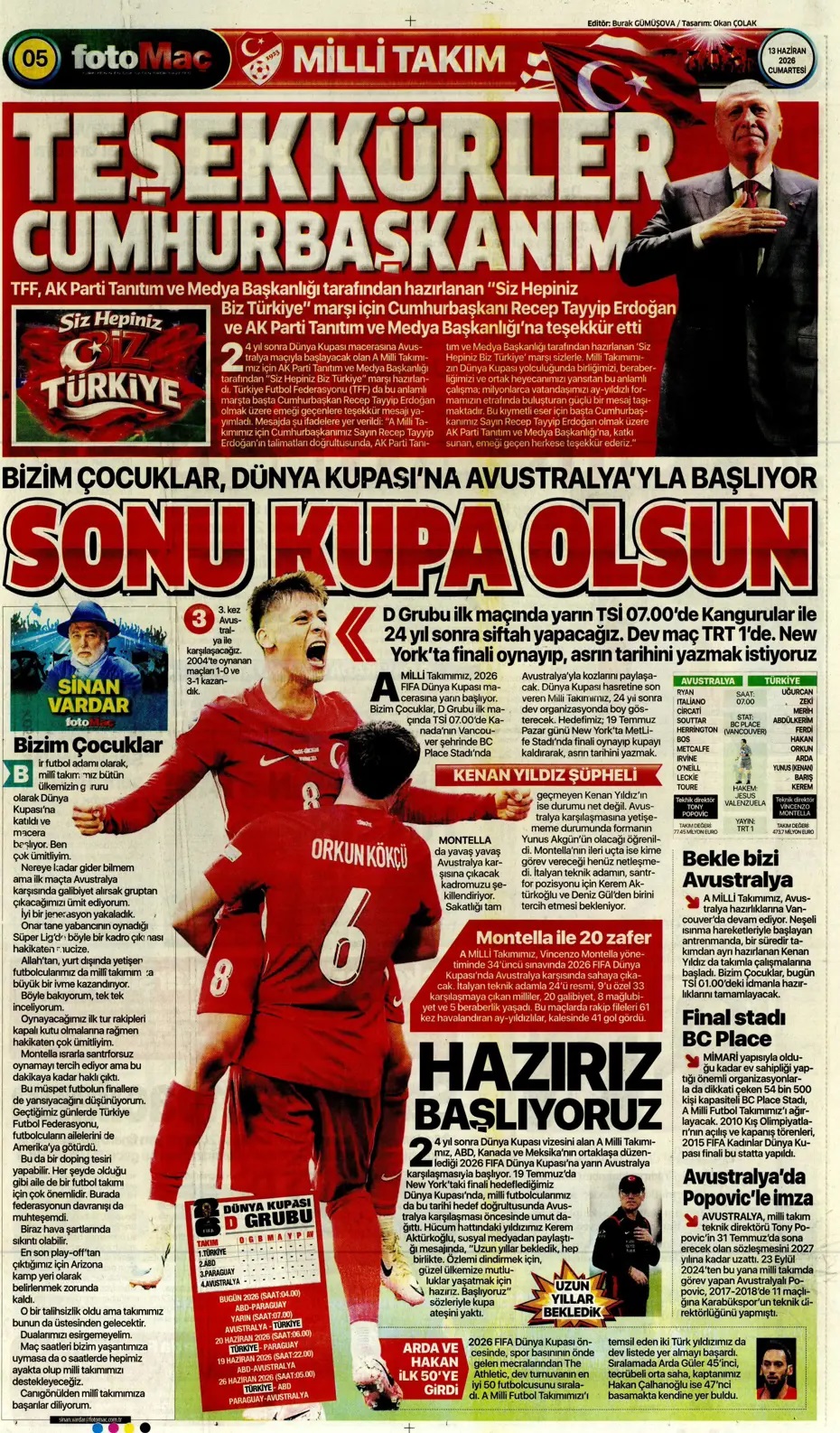 Milli Takım ilk sınavına çıkıyor: Sonu kupa olsun! Spor basını bugün ne yazdı? (13 Haziran) - 13. fotoğraf