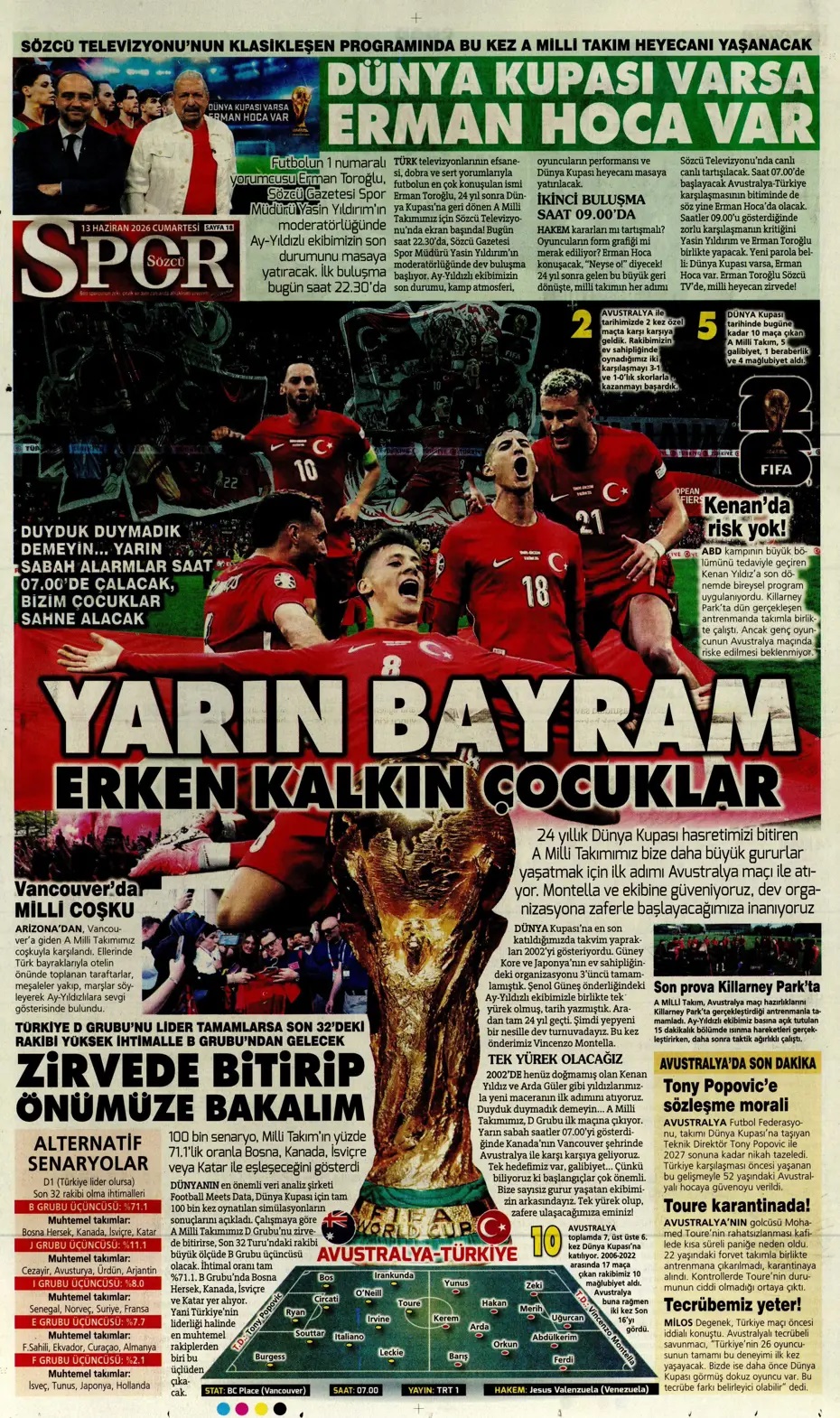 Milli Takım ilk sınavına çıkıyor: Sonu kupa olsun! Spor basını bugün ne yazdı? (13 Haziran) - 3. fotoğraf